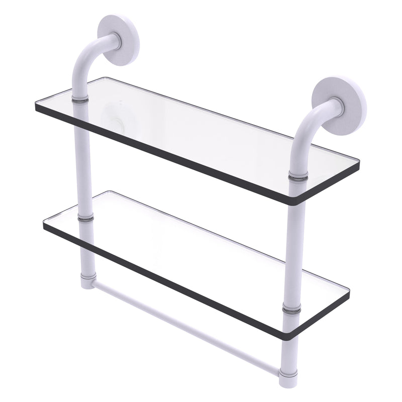 Remi Collection Two Tiered Glass Shelf with Integrated Towel Bar