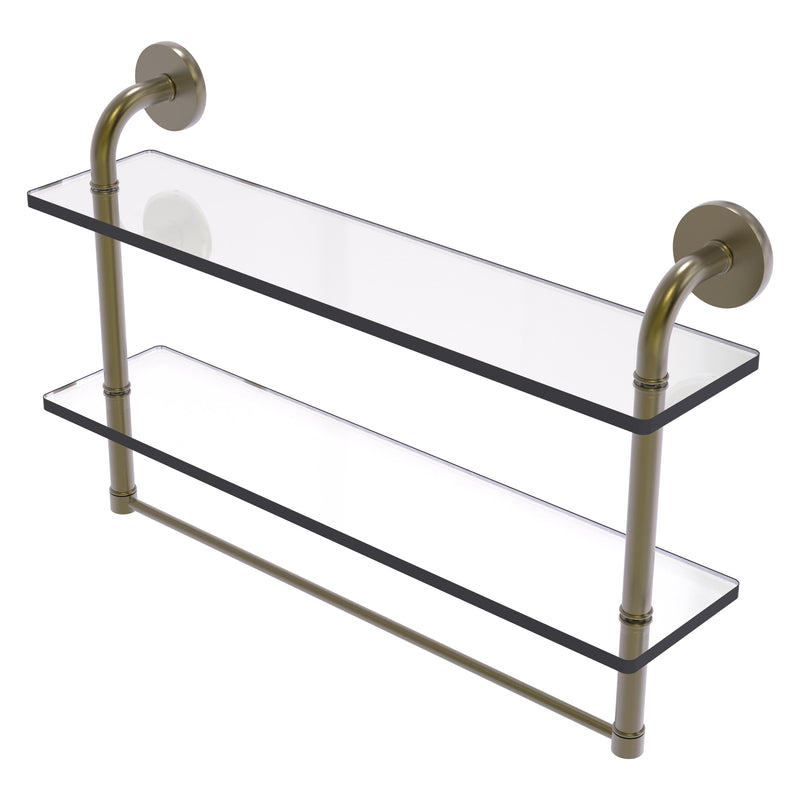 Remi Collection Two Tiered Glass Shelf with Integrated Towel Bar