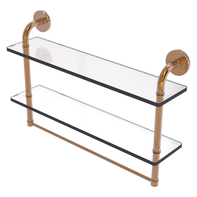 Remi Collection Two Tiered Glass Shelf with Integrated Towel Bar