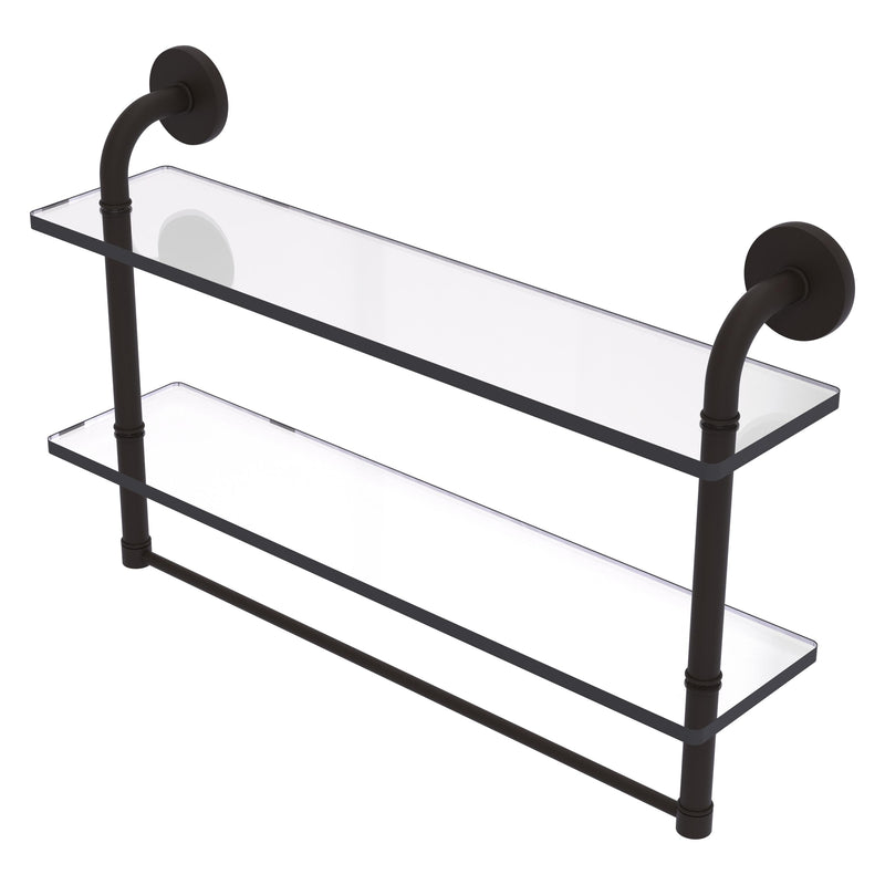 Remi Collection Two Tiered Glass Shelf with Integrated Towel Bar