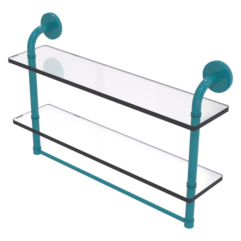 Remi Collection Two Tiered Glass Shelf with Integrated Towel Bar