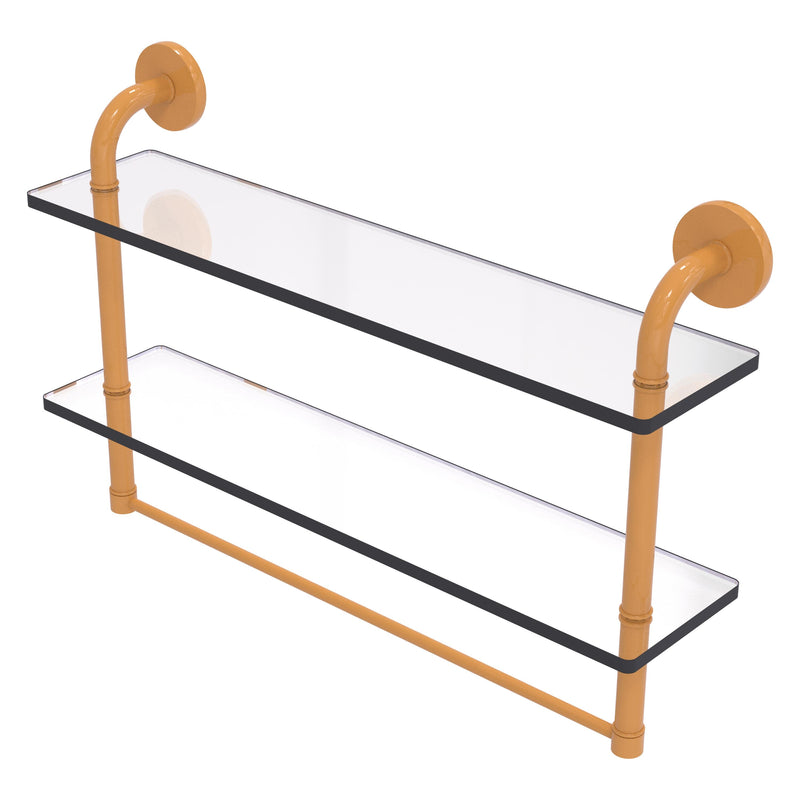 Remi Collection Two Tiered Glass Shelf with Integrated Towel Bar