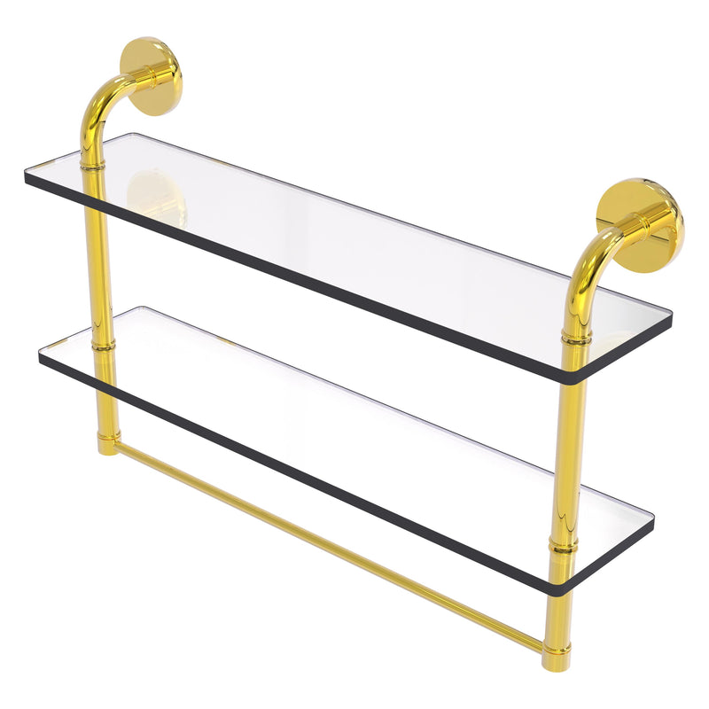 Remi Collection Two Tiered Glass Shelf with Integrated Towel Bar