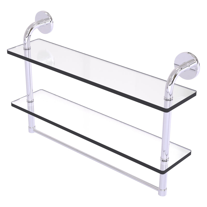 Remi Collection Two Tiered Glass Shelf with Integrated Towel Bar