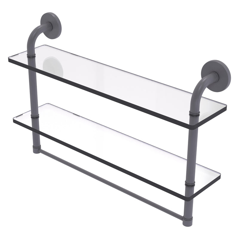 Remi Collection Two Tiered Glass Shelf with Integrated Towel Bar