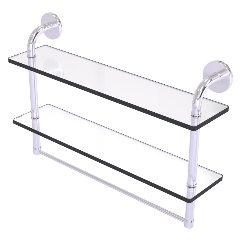 Remi Collection Two Tiered Glass Shelf with Integrated Towel Bar