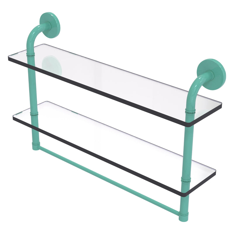 Remi Collection Two Tiered Glass Shelf with Integrated Towel Bar