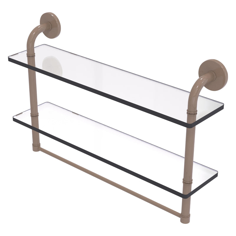 Remi Collection Two Tiered Glass Shelf with Integrated Towel Bar