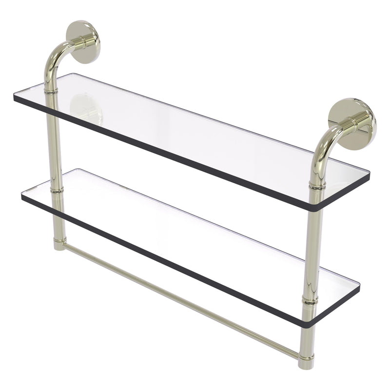 Remi Collection Two Tiered Glass Shelf with Integrated Towel Bar