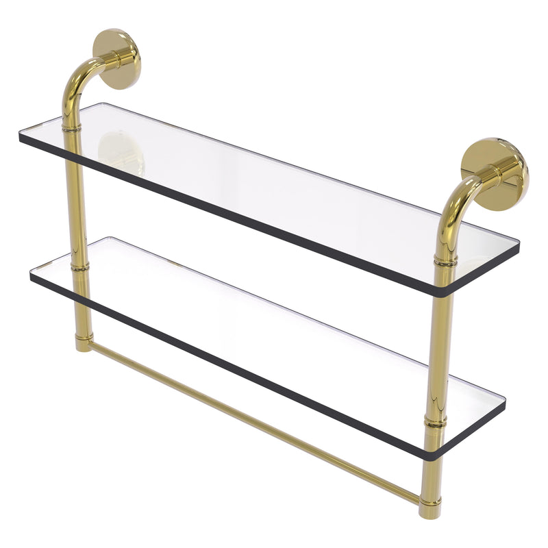 Remi Collection Two Tiered Glass Shelf with Integrated Towel Bar