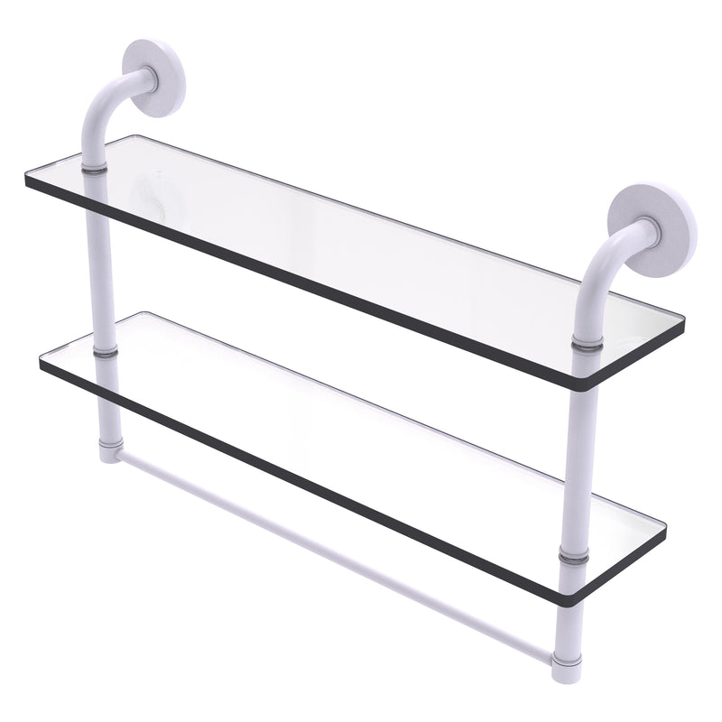 Remi Collection Two Tiered Glass Shelf with Integrated Towel Bar