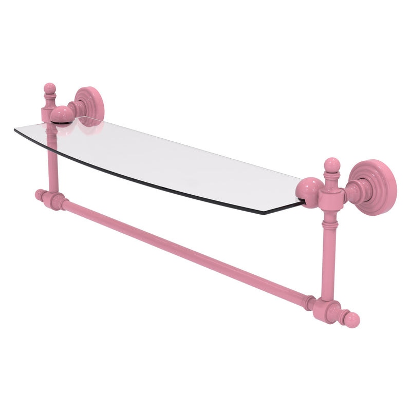 Retro Wave Collection Glass Vanity Shelf  with Integrated Towel Bar