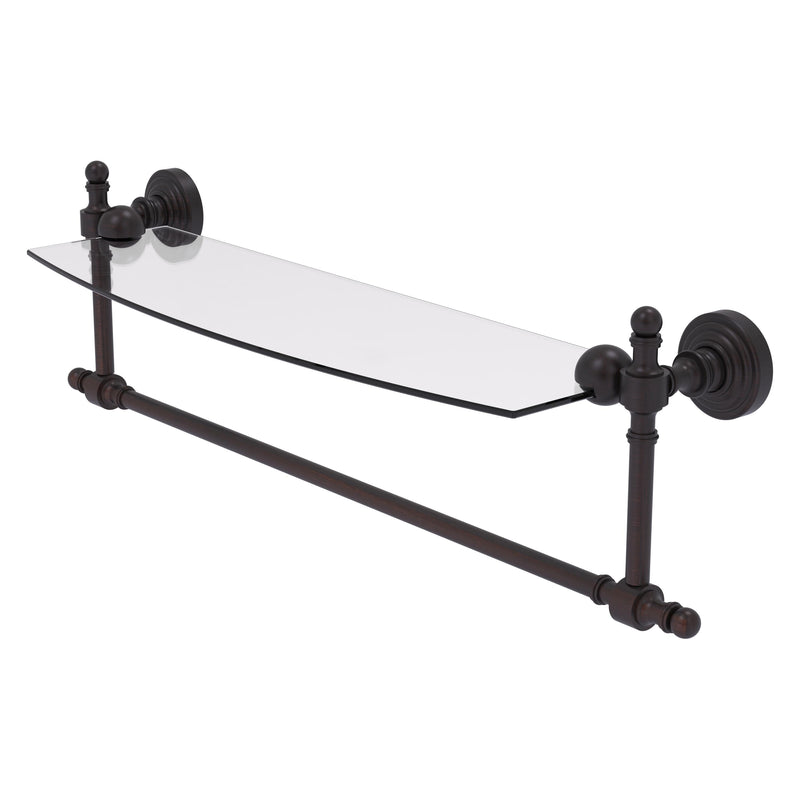 Retro Wave Collection Glass Vanity Shelf  with Integrated Towel Bar