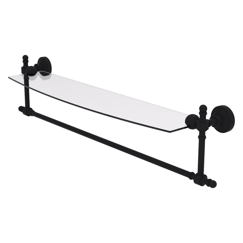 Retro Wave Collection Glass Vanity Shelf  with Integrated Towel Bar