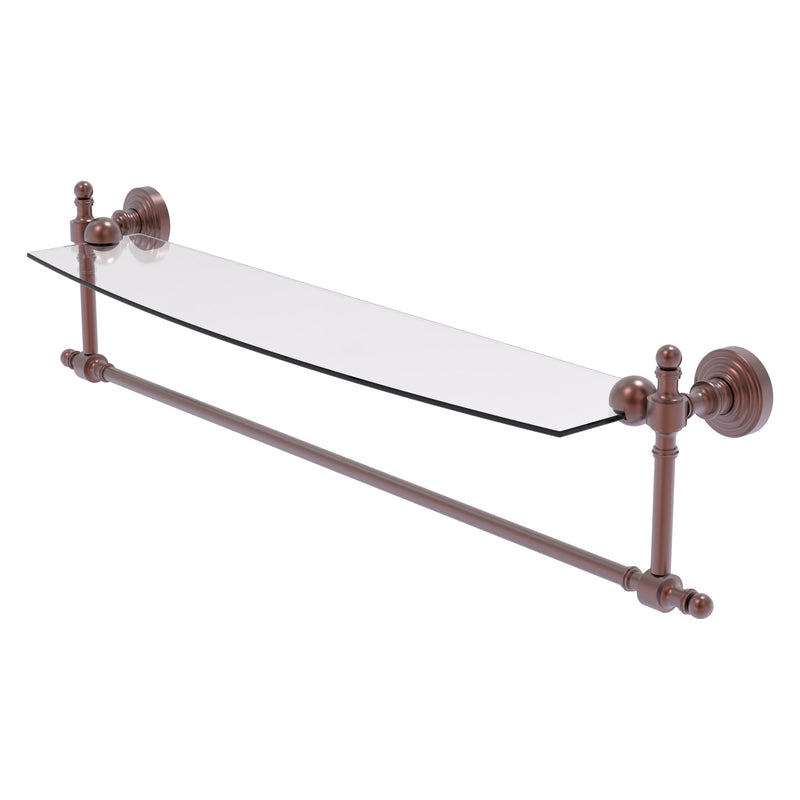 Retro Wave Collection Glass Vanity Shelf  with Integrated Towel Bar