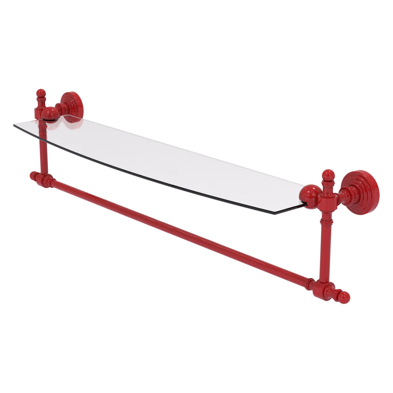 Retro Wave Collection Glass Vanity Shelf  with Integrated Towel Bar