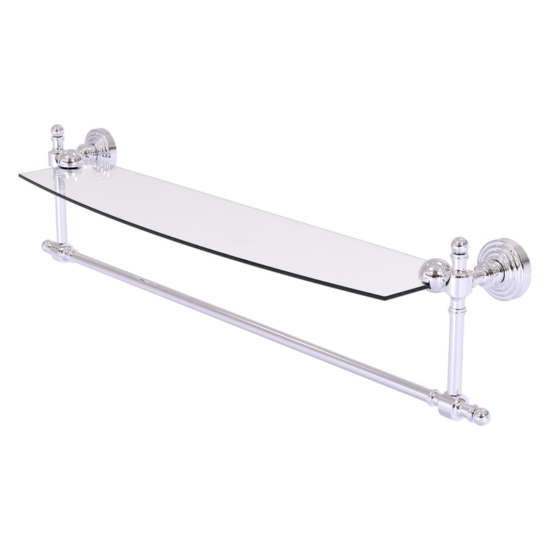 Retro Wave Collection Glass Vanity Shelf  with Integrated Towel Bar