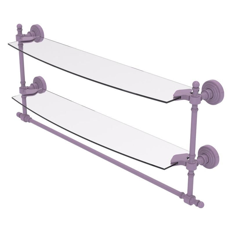 Retro Wave Collection Two Tiered Glass Shelf with Integrated Towel Bar