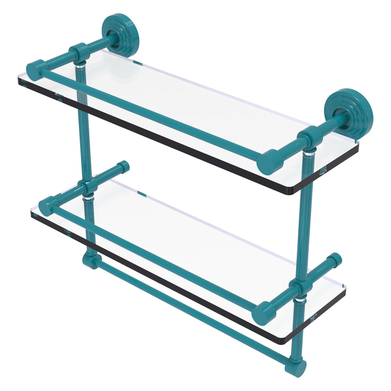 Waverly Place Collection Gallery Rail Double Glass Shelf with Towel Bar