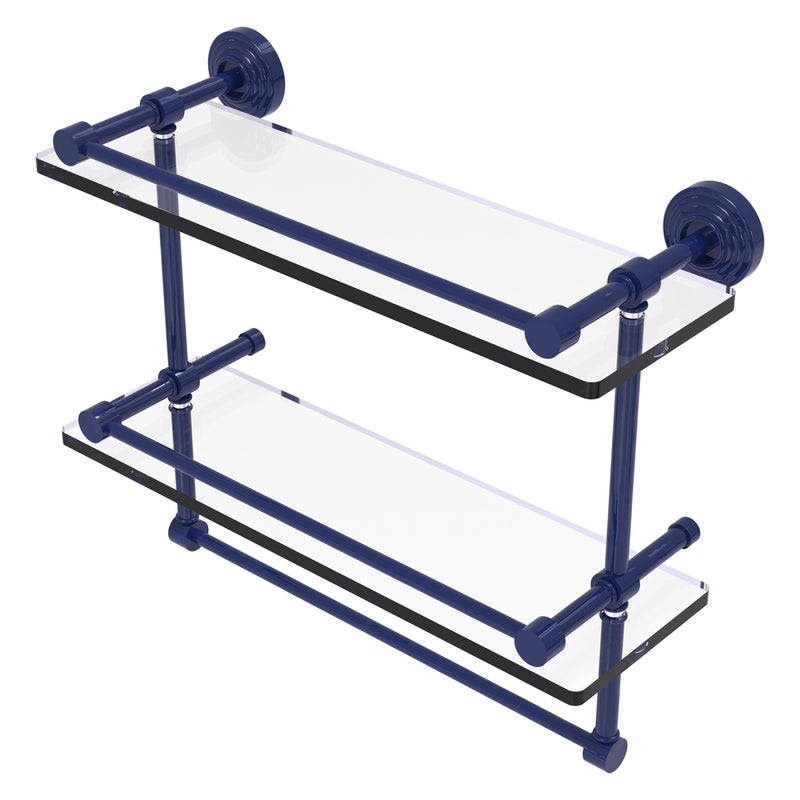 Waverly Place Collection Gallery Rail Double Glass Shelf with Towel Bar