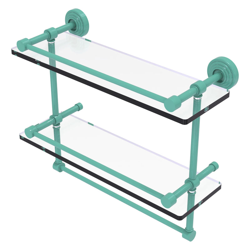 Waverly Place Collection Gallery Rail Double Glass Shelf with Towel Bar