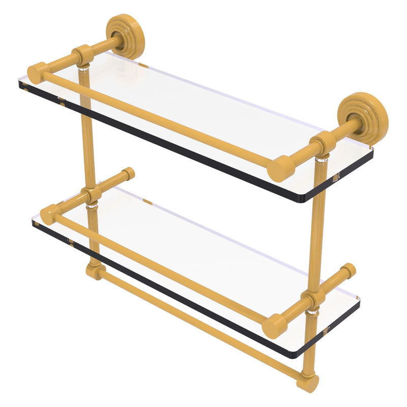 Waverly Place Collection Gallery Rail Double Glass Shelf with Towel Bar