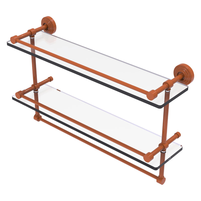 Waverly Place Collection Gallery Rail Double Glass Shelf with Towel Bar