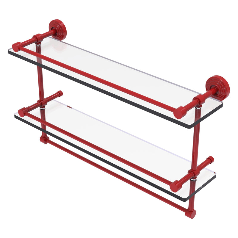 Waverly Place Collection Gallery Rail Double Glass Shelf with Towel Bar