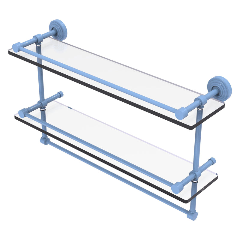 Waverly Place Collection Gallery Rail Double Glass Shelf with Towel Bar