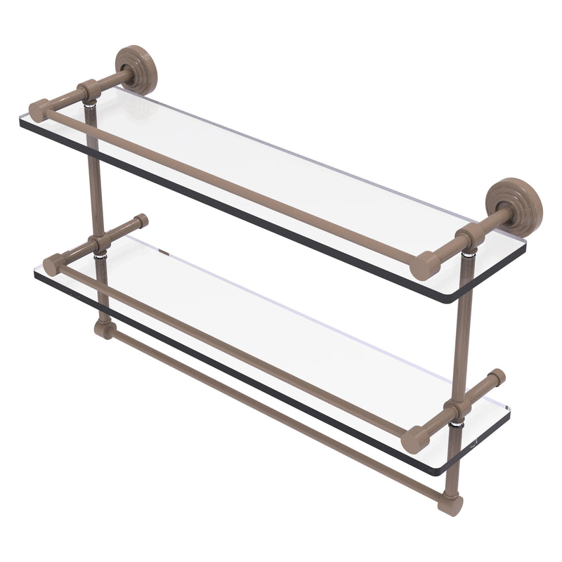 Waverly Place Collection Gallery Rail Double Glass Shelf with Towel Bar