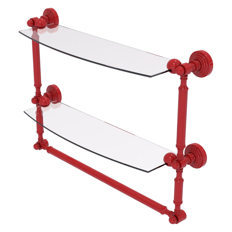 Waverly Place Collection Two Tiered Glass Shelf with Integrated Towel Bar