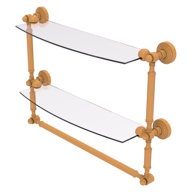 Waverly Place Collection Two Tiered Glass Shelf with Integrated Towel Bar