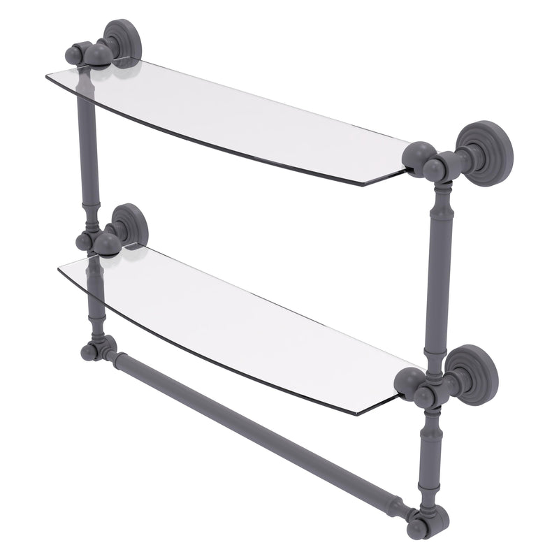 Waverly Place Collection Two Tiered Glass Shelf with Integrated Towel Bar