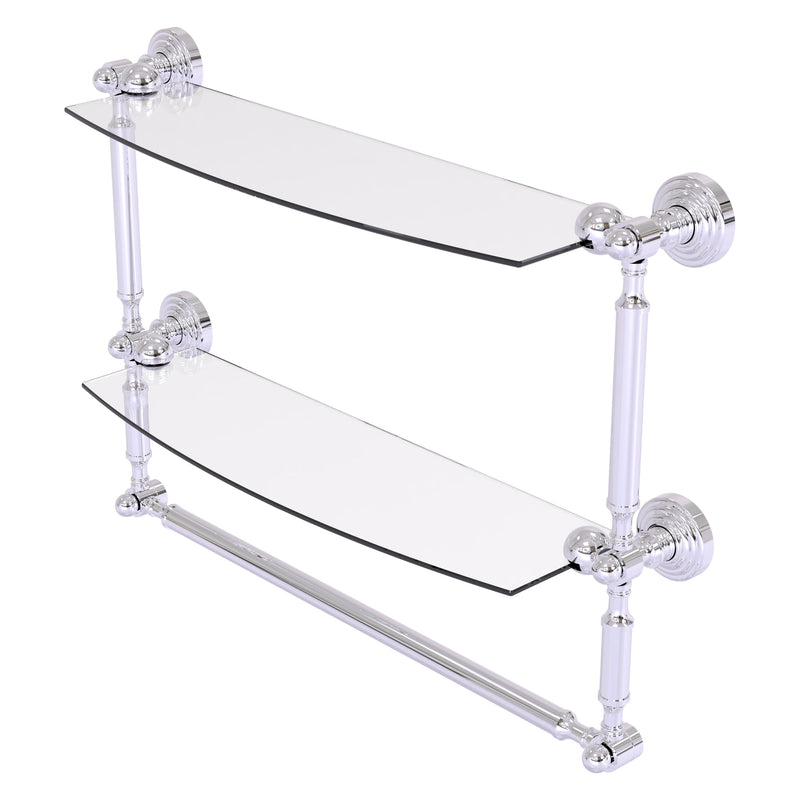 Waverly Place Collection Two Tiered Glass Shelf with Integrated Towel Bar