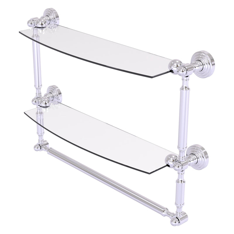 Waverly Place Collection Two Tiered Glass Shelf with Integrated Towel Bar