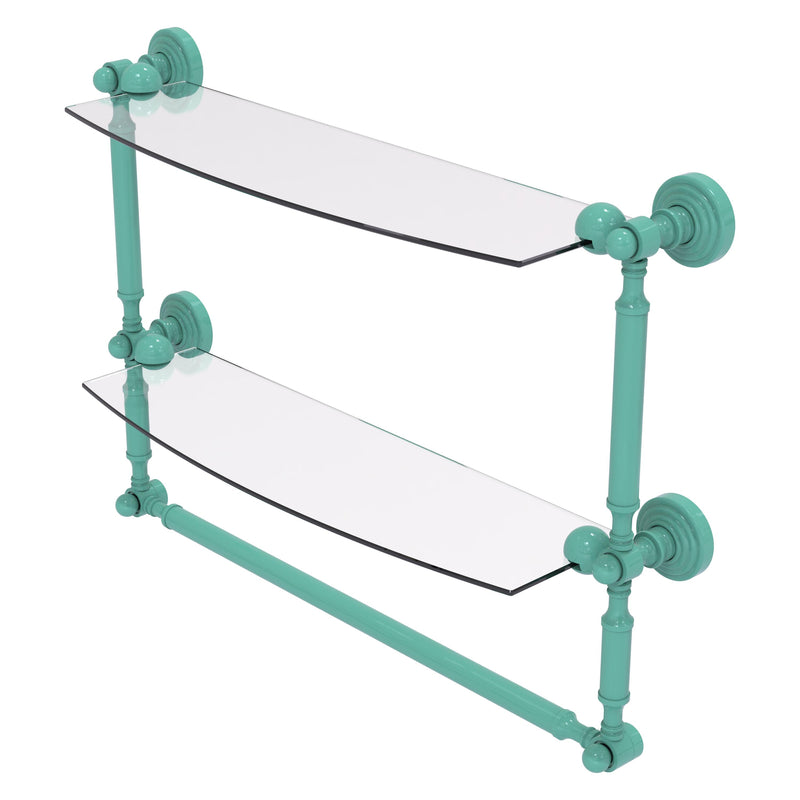 Waverly Place Collection Two Tiered Glass Shelf with Integrated Towel Bar