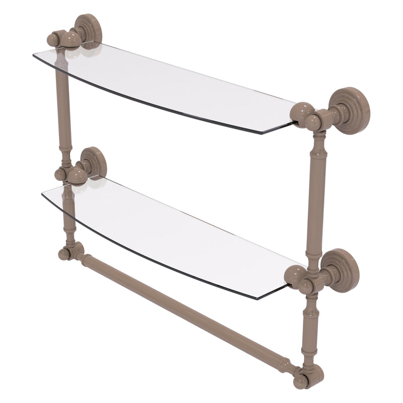 Waverly Place Collection Two Tiered Glass Shelf with Integrated Towel Bar