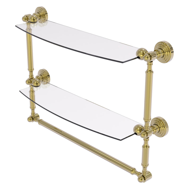 Waverly Place Collection Two Tiered Glass Shelf with Integrated Towel Bar