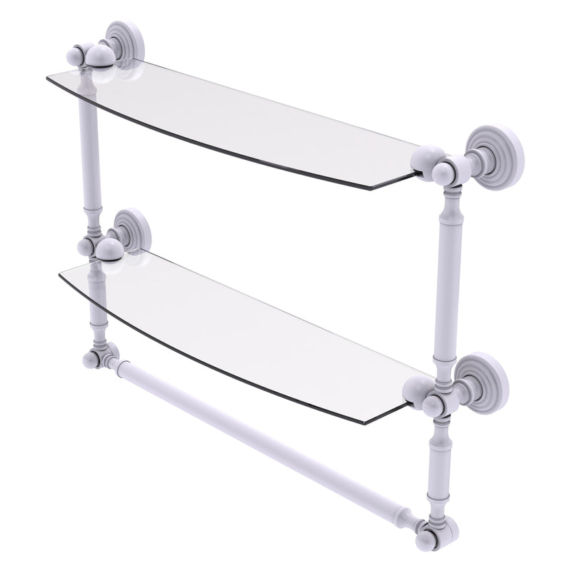 Waverly Place Collection Two Tiered Glass Shelf with Integrated Towel Bar