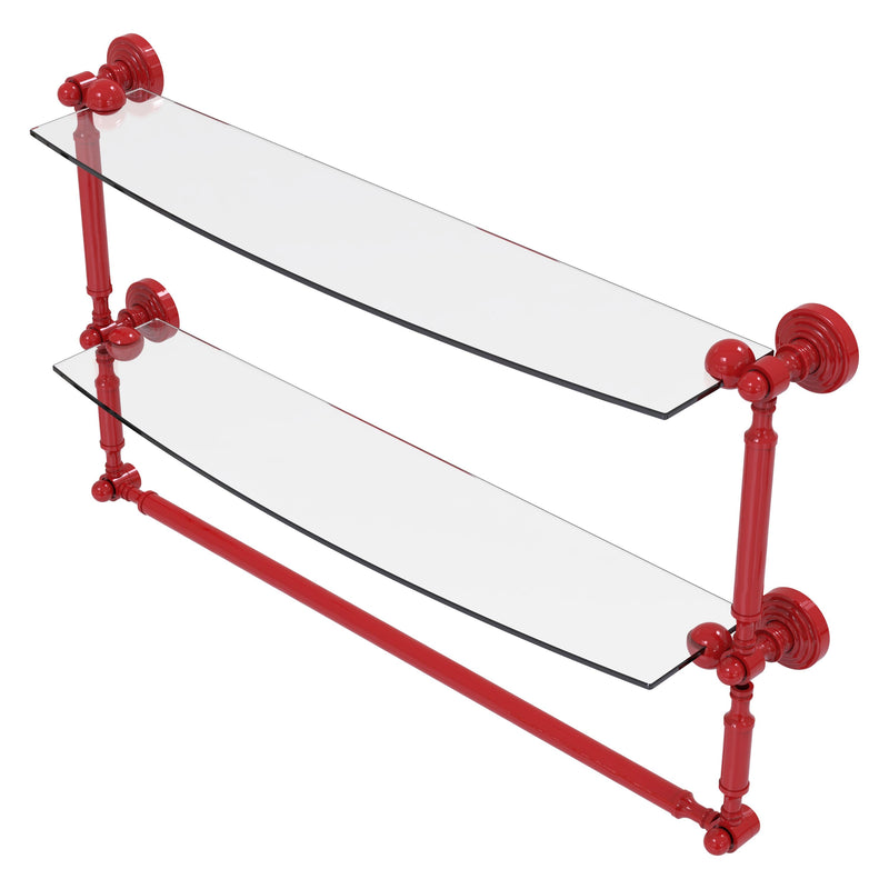 Waverly Place Collection Two Tiered Glass Shelf with Integrated Towel Bar