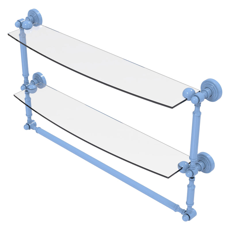 Waverly Place Collection Two Tiered Glass Shelf with Integrated Towel Bar