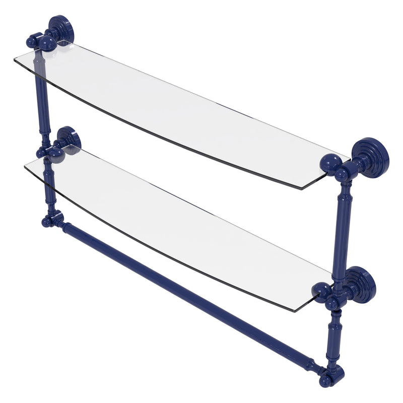 Waverly Place Collection Two Tiered Glass Shelf with Integrated Towel Bar