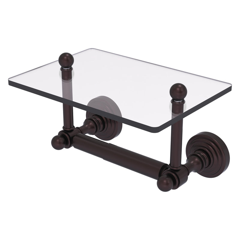 Waverly Place Collection Two Post Toilet Tissue Holder with Glass Shelf