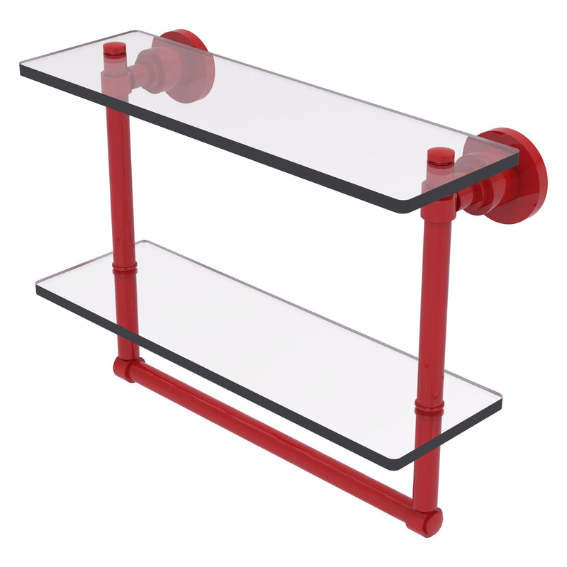 Washington Square Collection Two Tiered Glass Shelf with Integrated Towel Bar