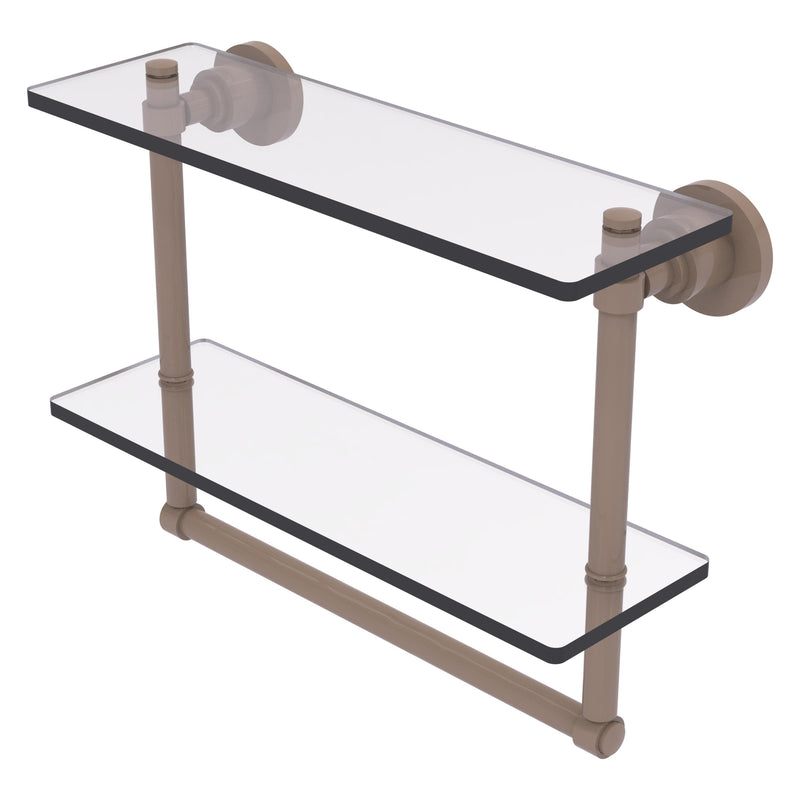 Washington Square Collection Two Tiered Glass Shelf with Integrated Towel Bar