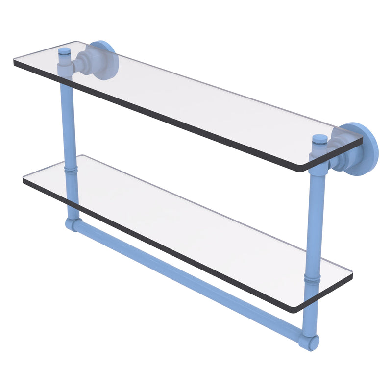 Washington Square Collection Two Tiered Glass Shelf with Integrated Towel Bar