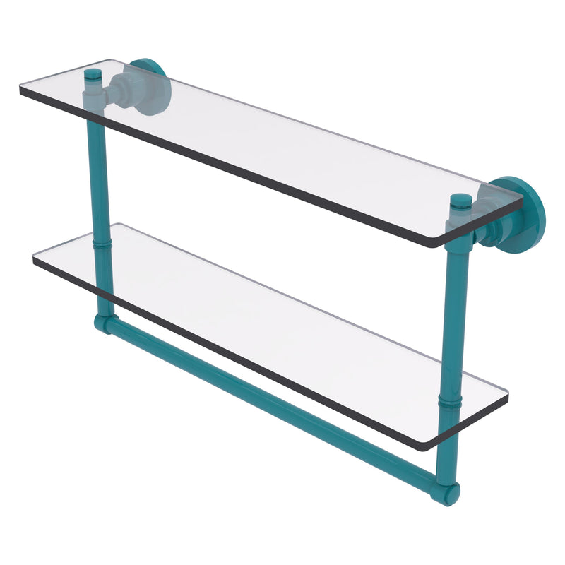 Washington Square Collection Two Tiered Glass Shelf with Integrated Towel Bar