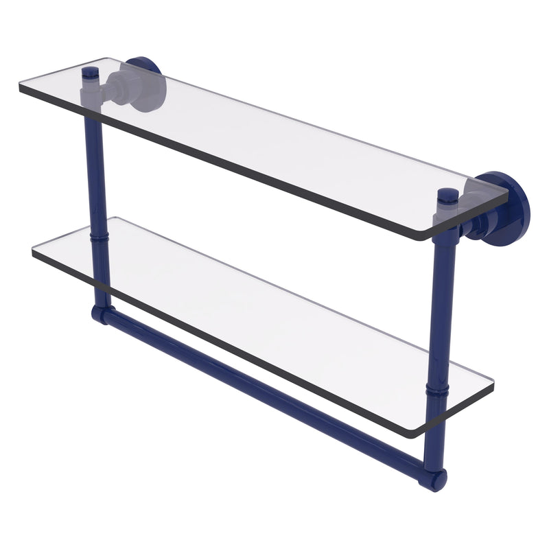 Washington Square Collection Two Tiered Glass Shelf with Integrated Towel Bar