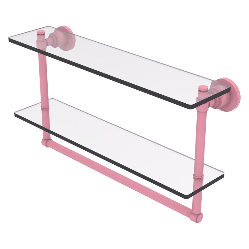 Washington Square Collection Two Tiered Glass Shelf with Integrated Towel Bar