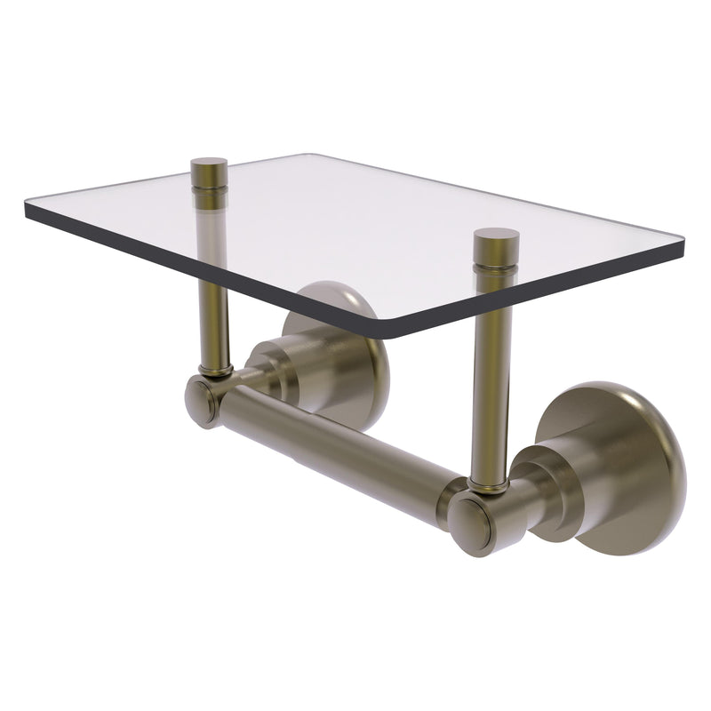 Washington Square Collection Two Post Toilet Tissue Holder with Glass Shelf